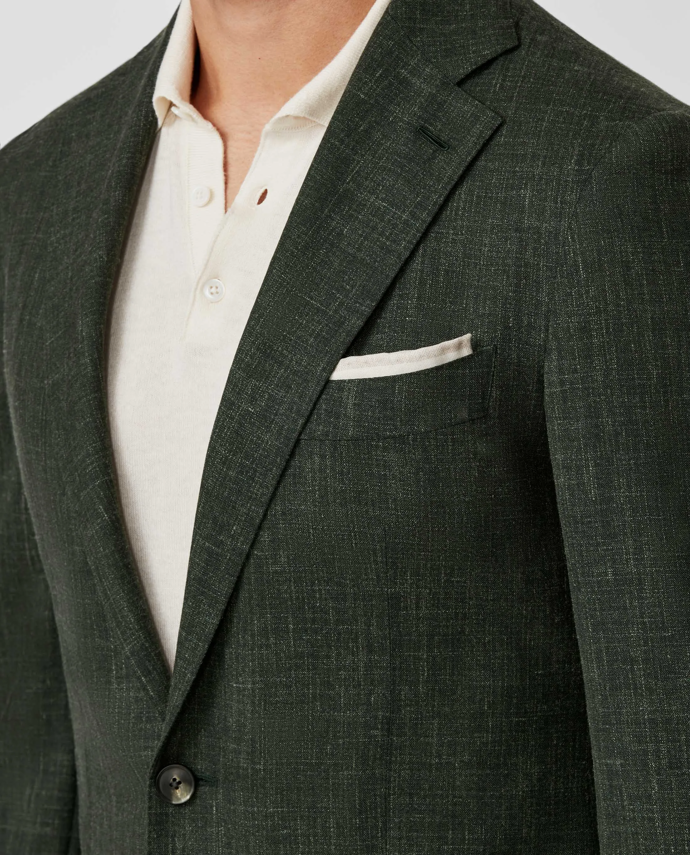 Loro Piana SUMMERTIME Dark Green Tropical Lightweight Wool, Silk & Linen