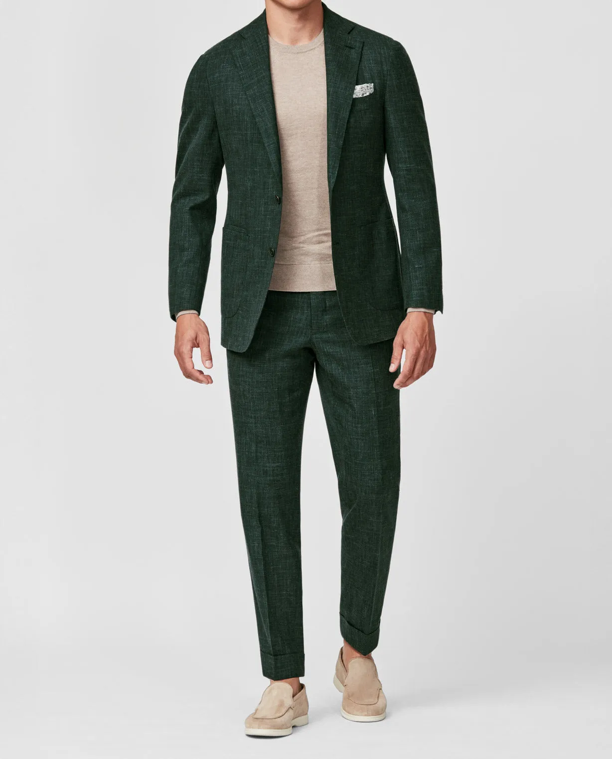 Loro Piana SUMMERTIME Dark Green Tropical Lightweight Wool, Silk & Linen