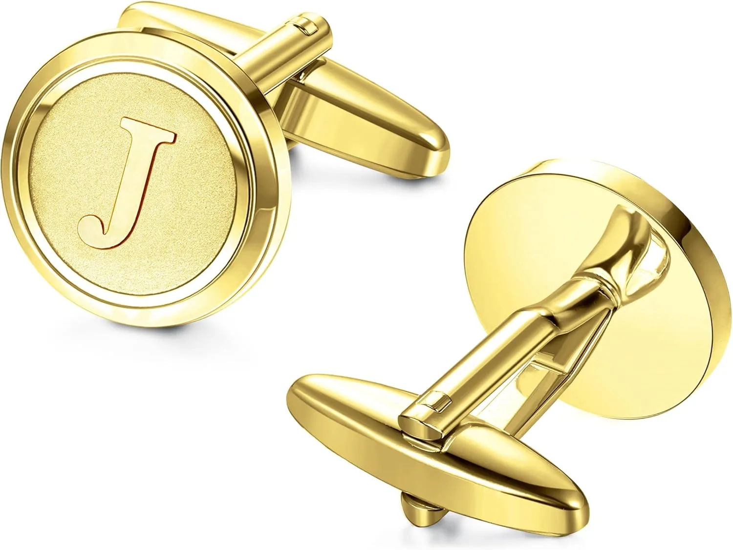 LOYALLOOK Initial Gold Cufflinks for Men Gold Cuff Links Personalized Copper CuffLinks Letter Cufflinks Gift for Groom Husband Father