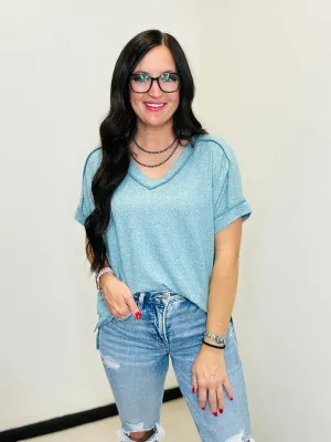 Lynn V Neck Teal Oversized Top