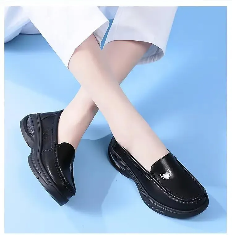 MAIITRIP Women's Non-Slip Nursing Shoes,Leather Comfortable Slip On Work Sneakers,Loafers for Restaurant Breathable Soft Nurse Shoes,Memory Foam Lightweight Casual Walking Daily