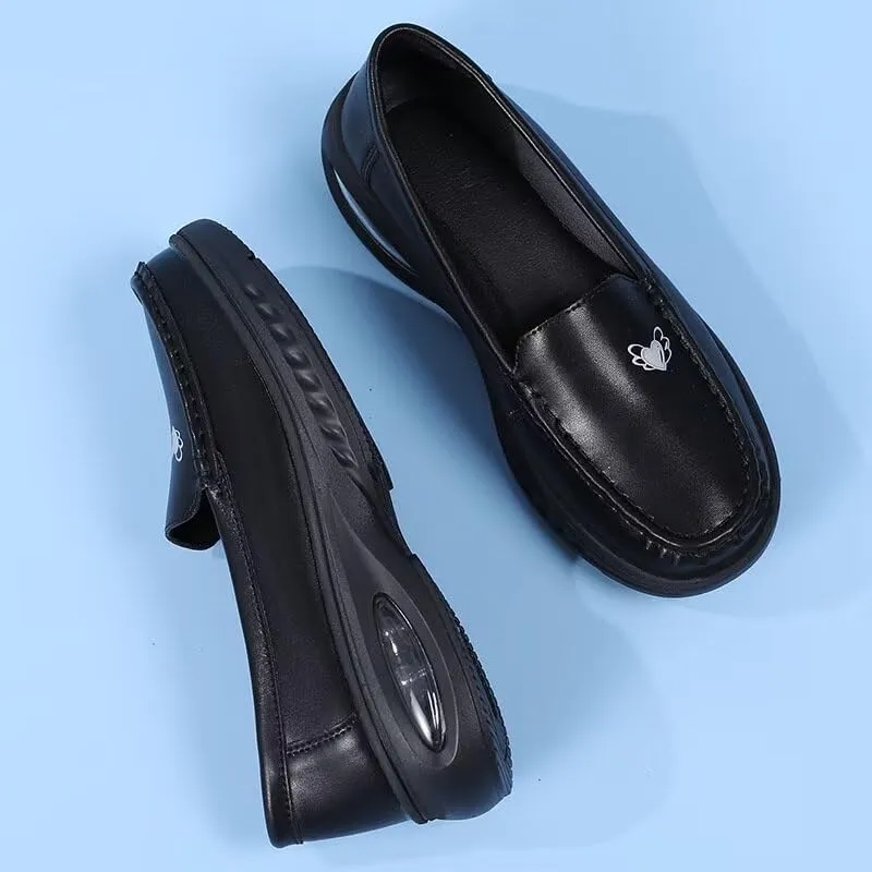MAIITRIP Women's Non-Slip Nursing Shoes,Leather Comfortable Slip On Work Sneakers,Loafers for Restaurant Breathable Soft Nurse Shoes,Memory Foam Lightweight Casual Walking Daily