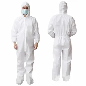 Medical Disposable Coveralls for Adults XLarge Size Pack of 5 White PPE Suit