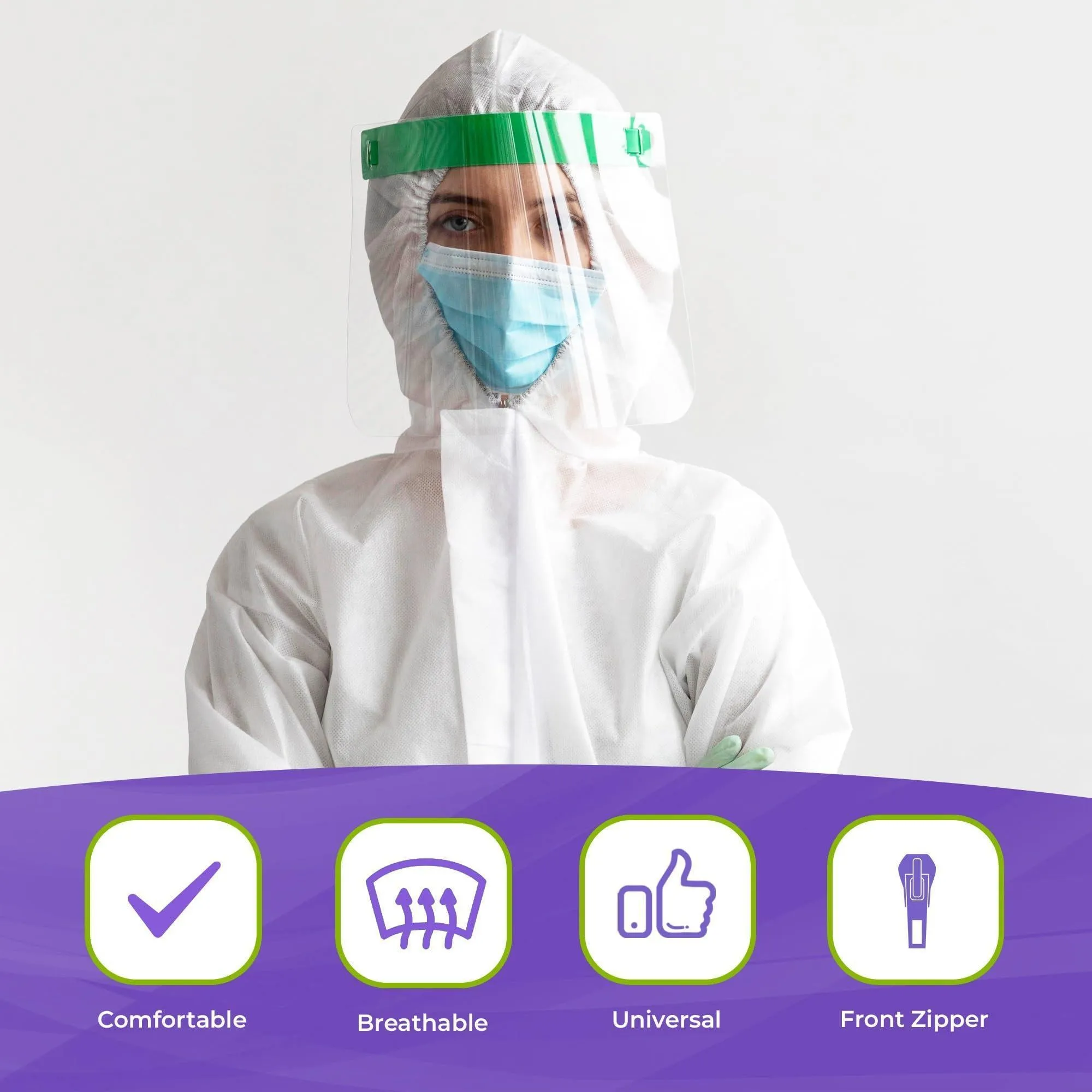 Medical Disposable Coveralls for Adults XLarge Size Pack of 5 White PPE Suit