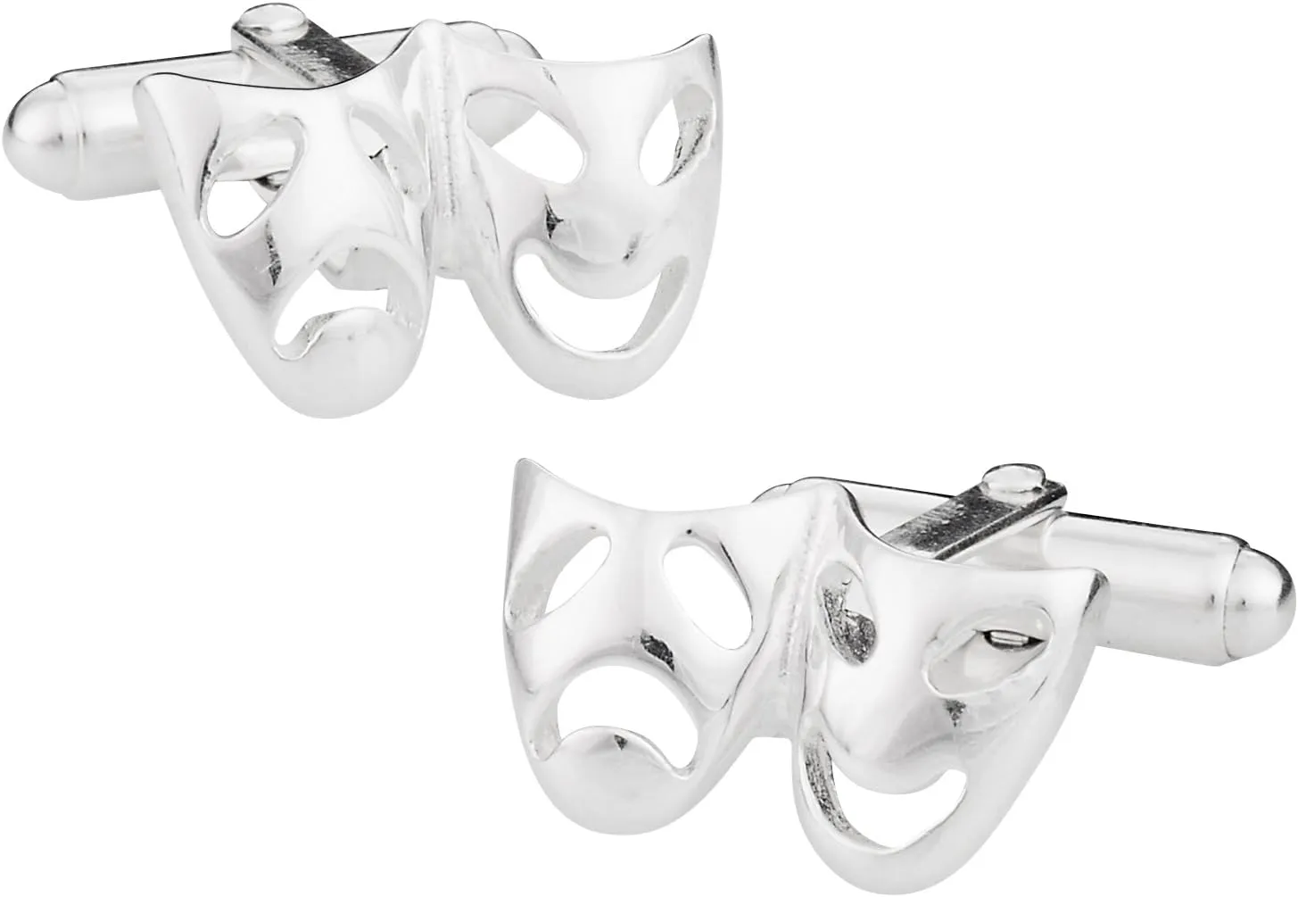 Men's 925 Sterling Silver Theater Thesbian Drama Mask Cufflinks with Travel Presentation Gift Box