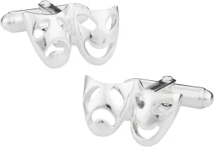 Men's 925 Sterling Silver Theater Thesbian Drama Mask Cufflinks with Travel Presentation Gift Box