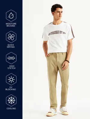 Men's Beige Slim Fit Tech Pant Chinos