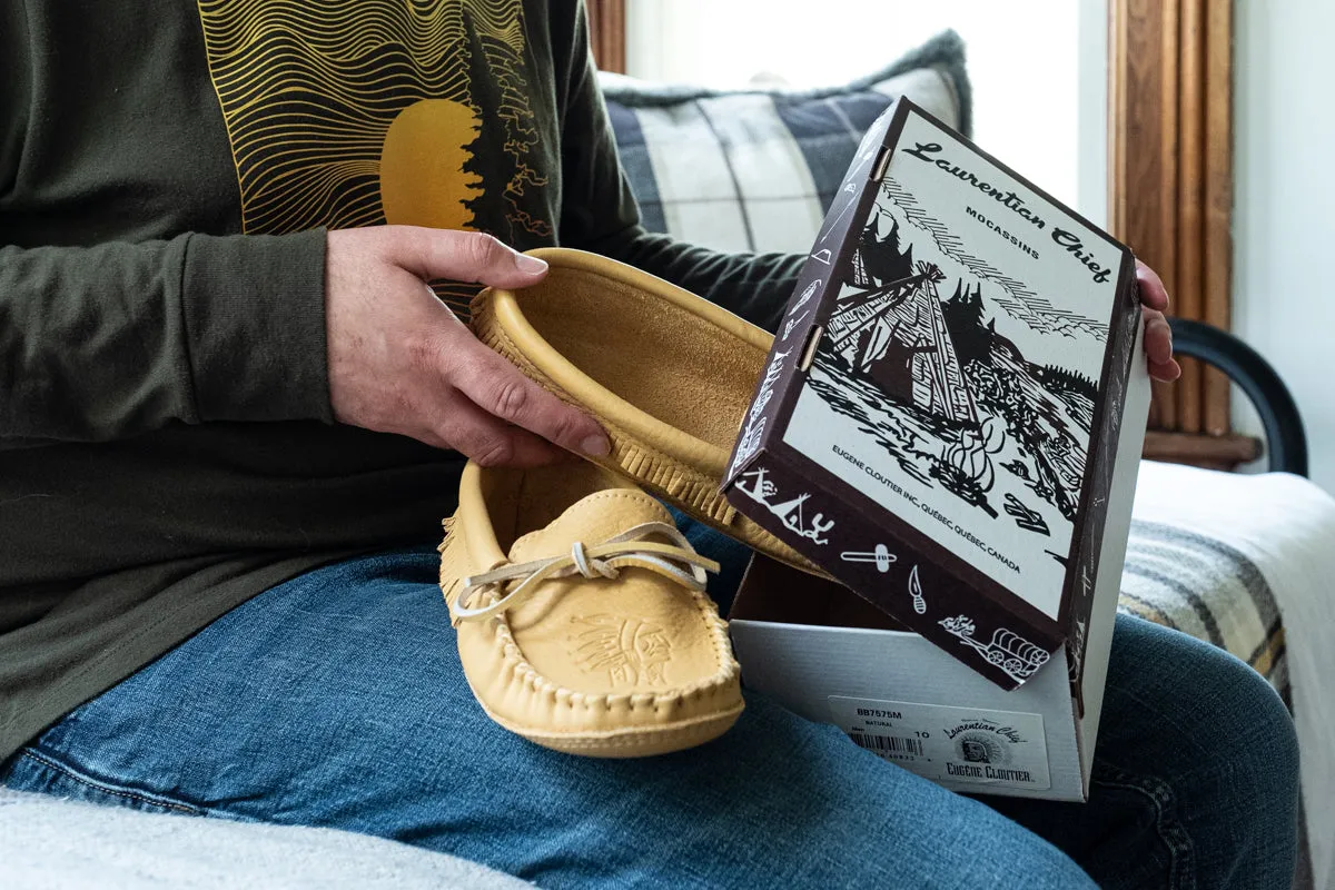 Men's Earthing Moccasins Fringed Leather