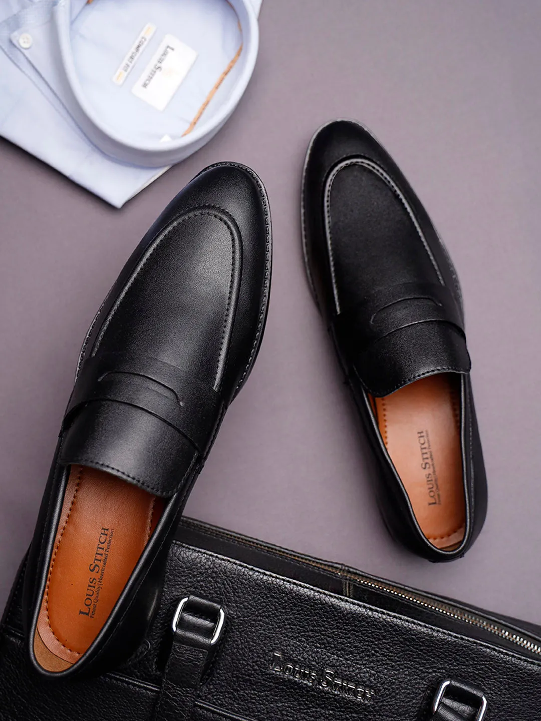 Men's Obsidian Black Slipon Style Comfortable Moccasins