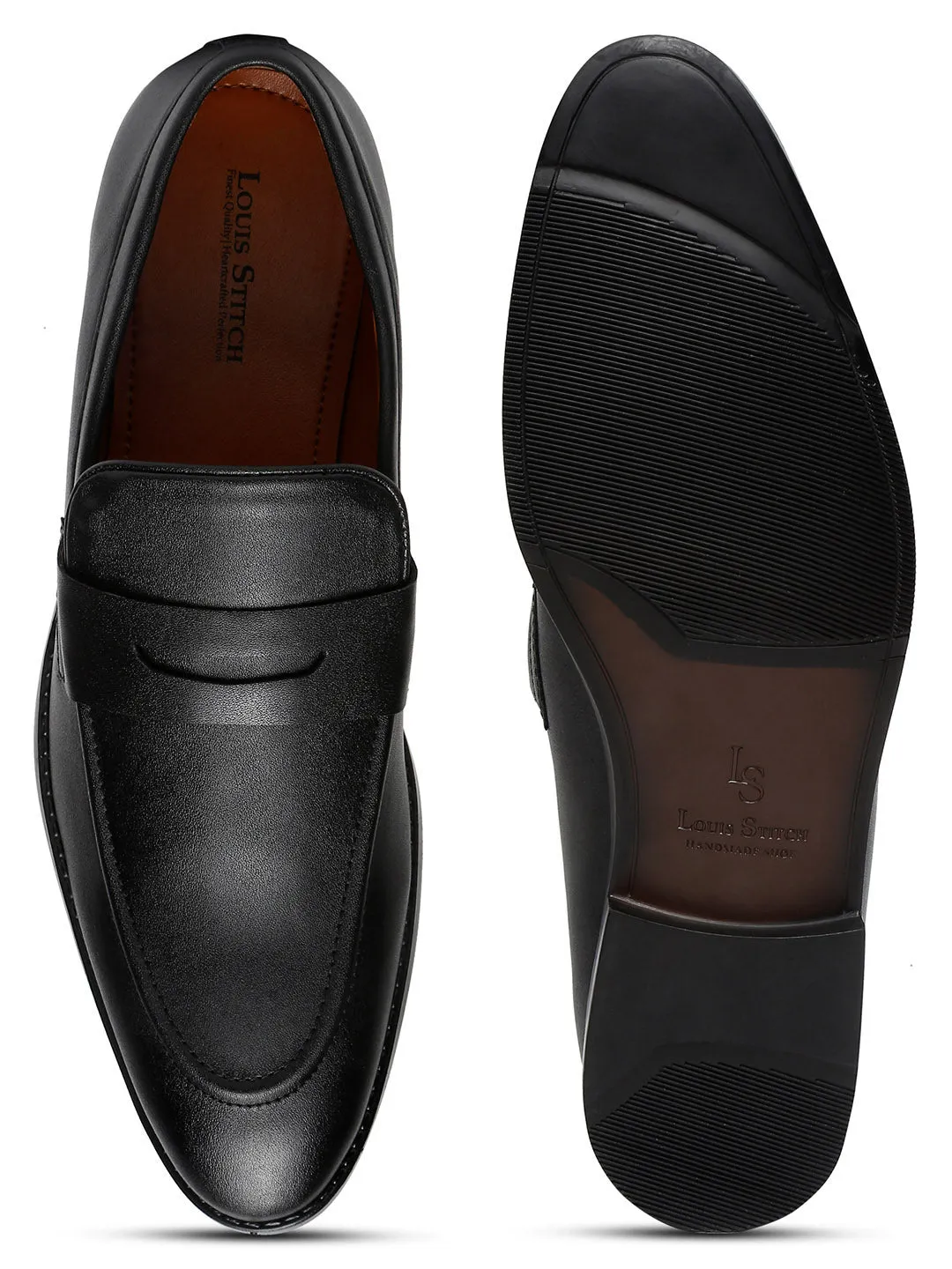 Men's Obsidian Black Slipon Style Comfortable Moccasins
