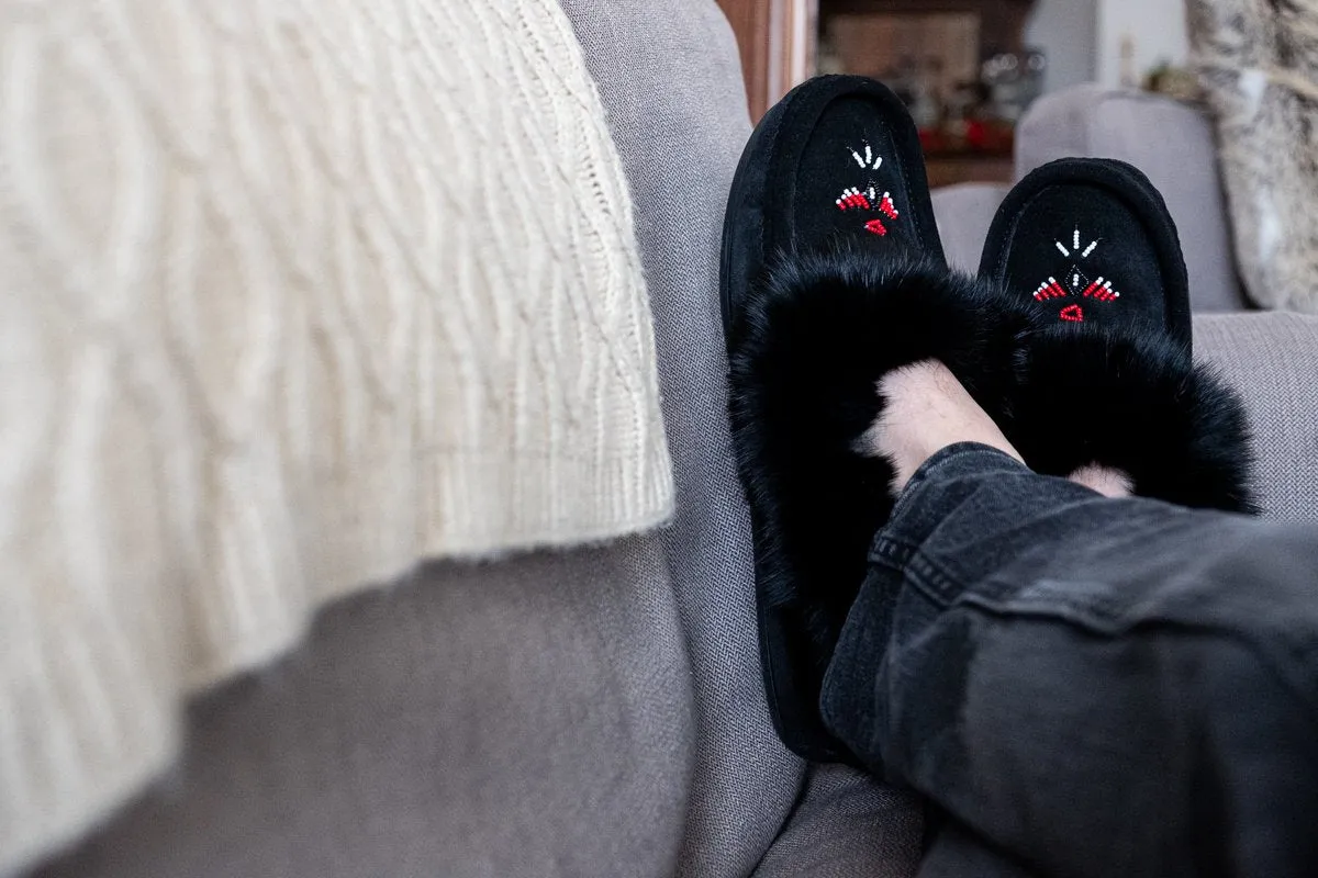 Men's Rabbit Fur Crepe Sole Moccasins