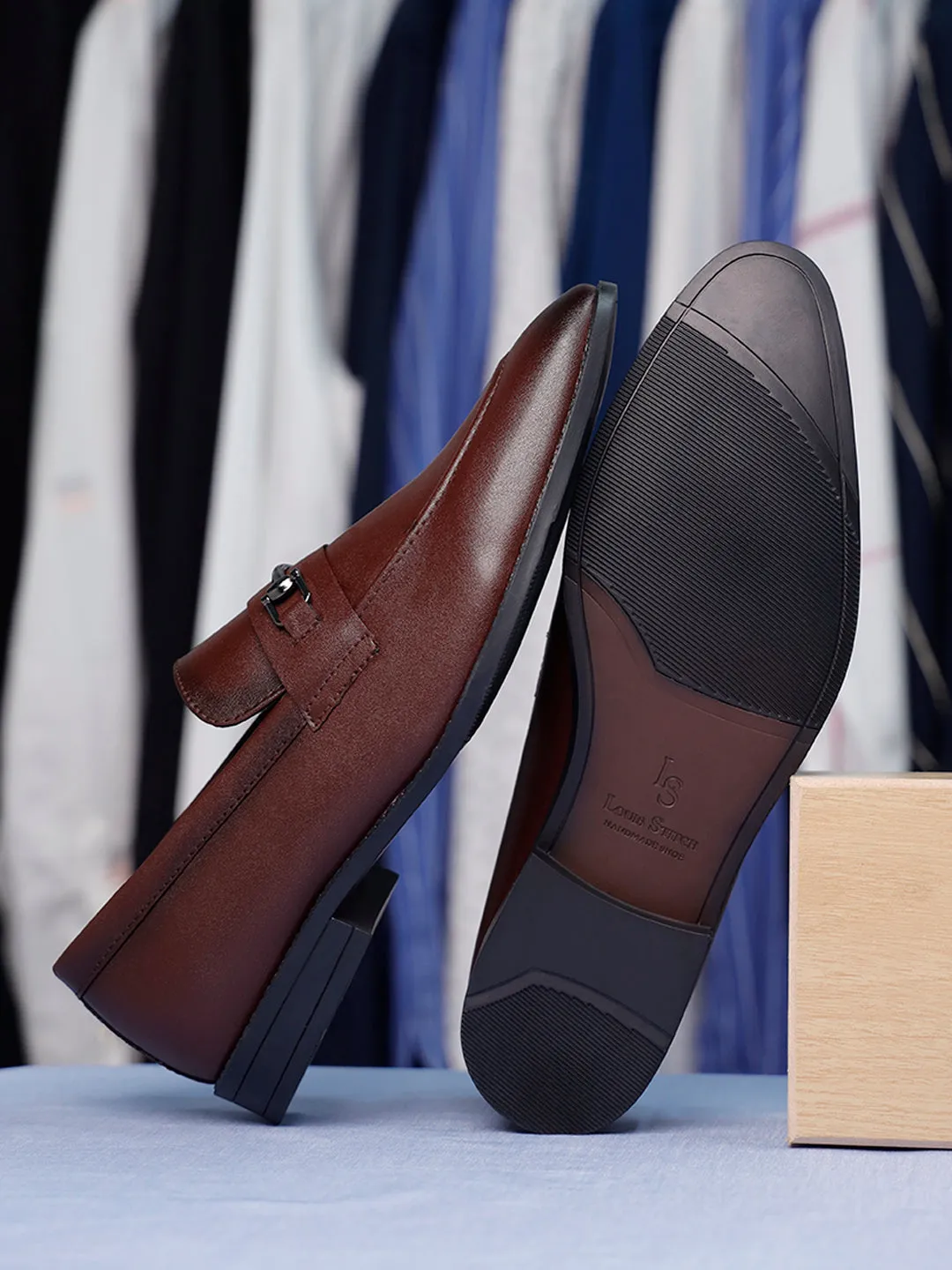 Men's Rosewood Shoes Slipon Style Comfortable Moccasins with Buckle
