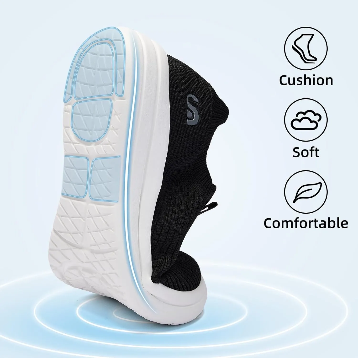 Men's Slip On Sneakers Walking Shoes Wide Casual Soft Breathable Slip in Sock SneakersNon-Slip Rubber Sole, Workout,Athletic