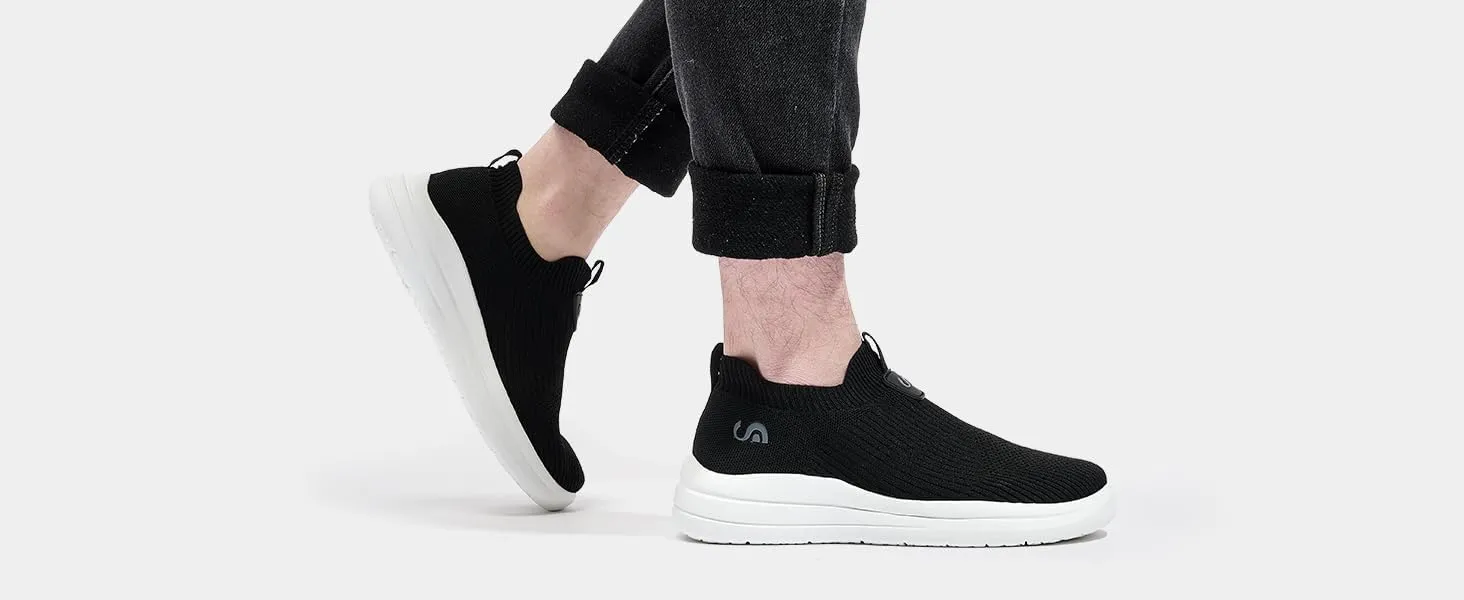 Men's Slip On Sneakers Walking Shoes Wide Casual Soft Breathable Slip in Sock SneakersNon-Slip Rubber Sole, Workout,Athletic