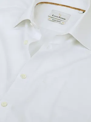Men's Textured White Full Sleeves Regular Fit Formal Shirt