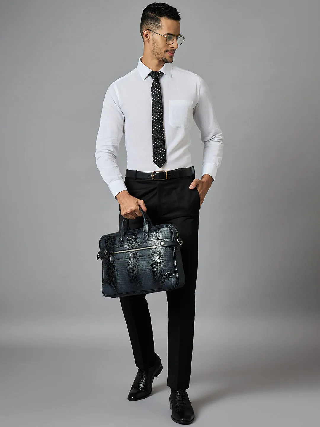 Men's White Cotton Linen Full Sleeves Regular Fit Formal Shirt
