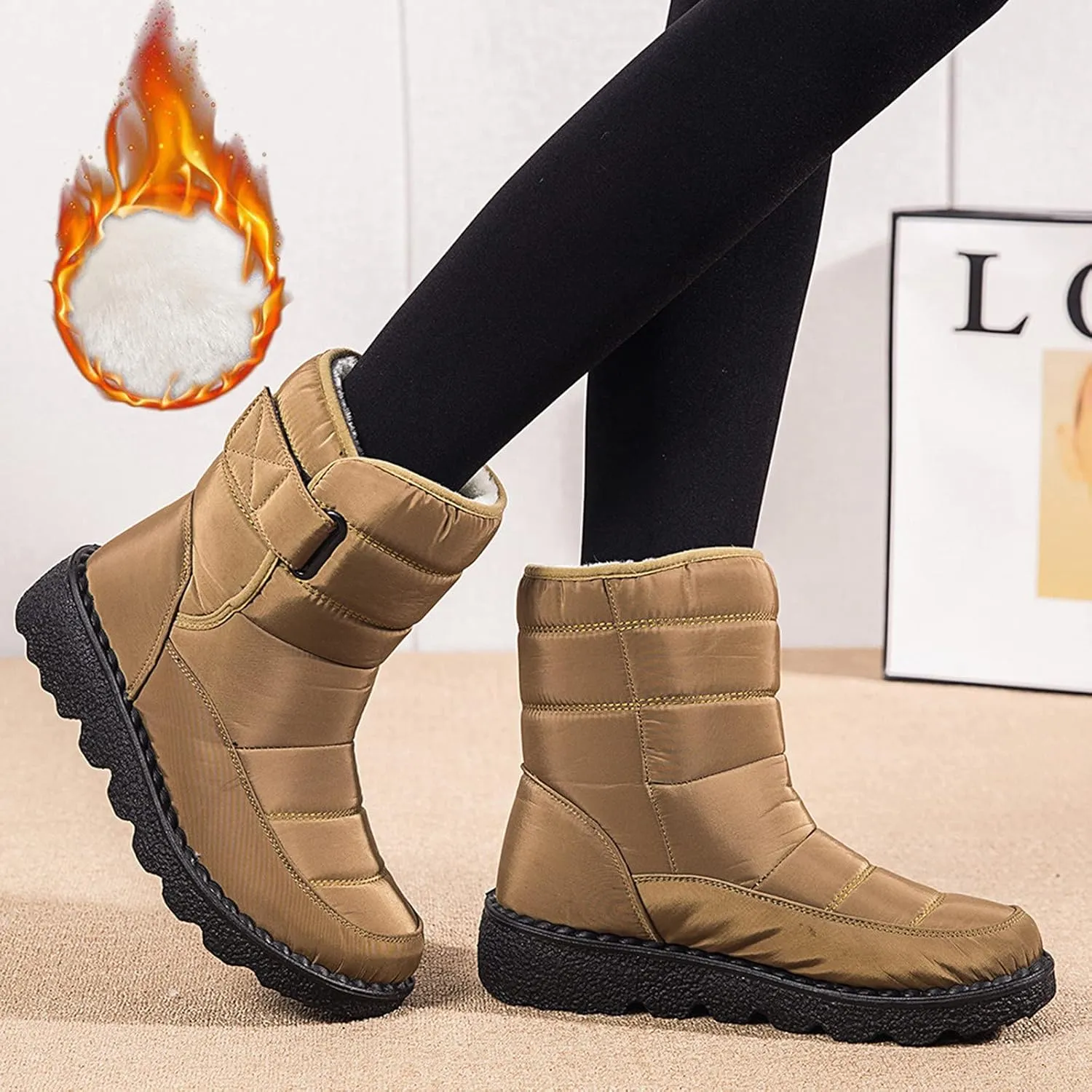 Mens Winter Boots Knee High Fur Lined Slip-Ons Women's Snow Boots Warm Non Slip Walking Shoes for Women Fashion High Top Boots Big and Tall Winter Booties