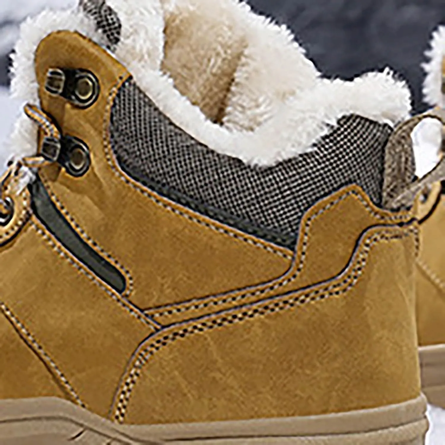 Men's Work Boots Composite Toe Hiking Sneakers Shoes with Fur Lined Womens Safety Shoes Non Slip Waterproof Outdoor Shoes Lightweight Anti Slip Hike Grounded Footwear