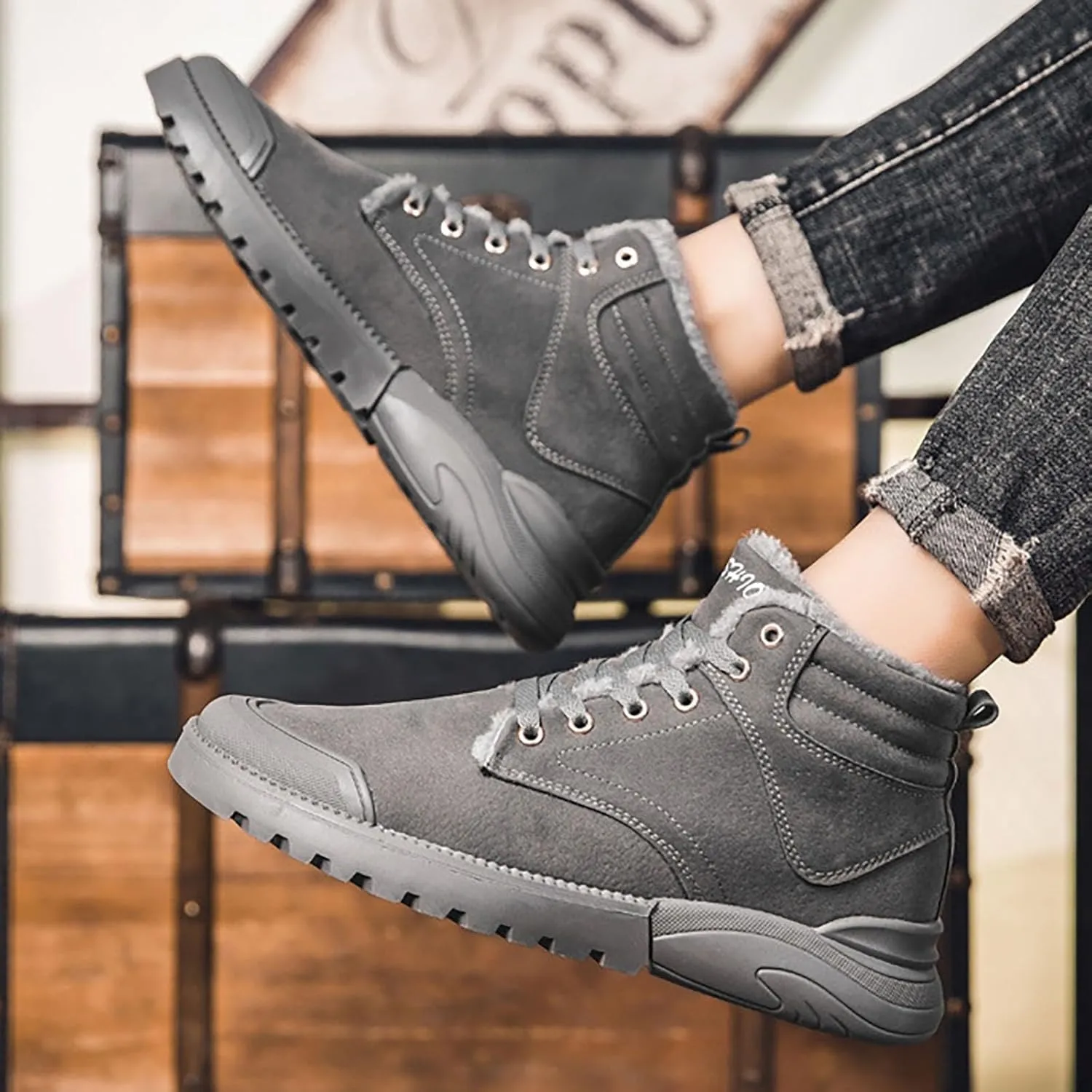 Mens Work Boots Slip On Hiking Sneakers Ankle Ladies Women Safety Shoes Winter Mid Waterproof Outdoor Botas Lightweight Hike Grounded Footwear