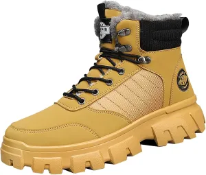 Mens Work Boots Slip On Hiking Sneakers Women's Slip On Warm Womens Working Shoes Steel Toe Slip On Platform Shoes Lightweight Comfortable Hike Grounded Footwear