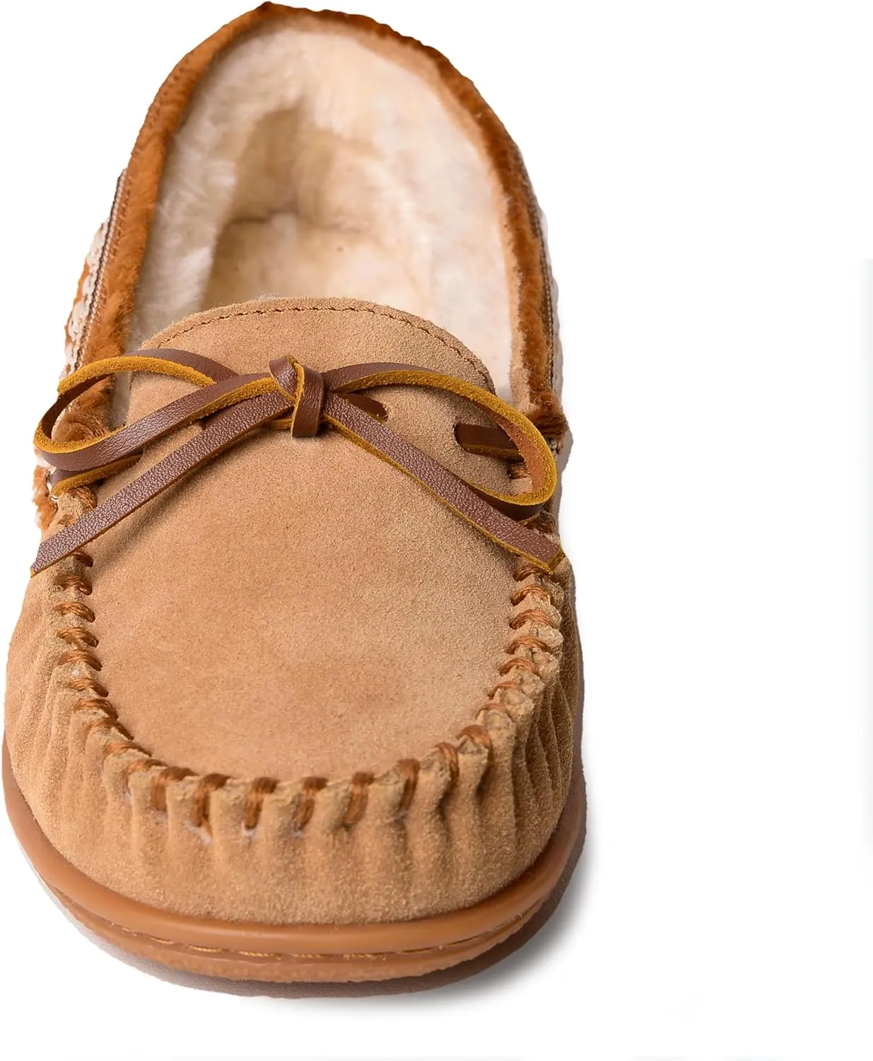 Minnetonka Womens Camp Tie Moc  Cozy, Suede Moccasin Slippers for Women with Plush Pile Lining, Cushioned Footbed, and Durable Sole for Indoor & Outdoor Comfort