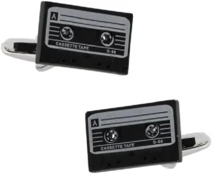 MRCUFF Cassette Tape DJ Pair Cufflinks in a Presentation Gift Box & Polishing Cloth