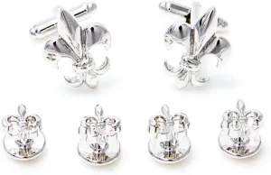 MRCUFF Fleur-de-lys Fleur De Lis Cufflinks and Studs Set Tuxedo in a Presentation Gift Box