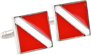 MRCUFF Scuba Diver's Dive Flag Down Pair Cufflinks in a Presentation Gift Box & Polishing Cloth