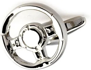 MRCUFF Steering Wheel Car Auto Racing Race Pair Cufflinks in a Presentation Gift Box & Polishing Cloth