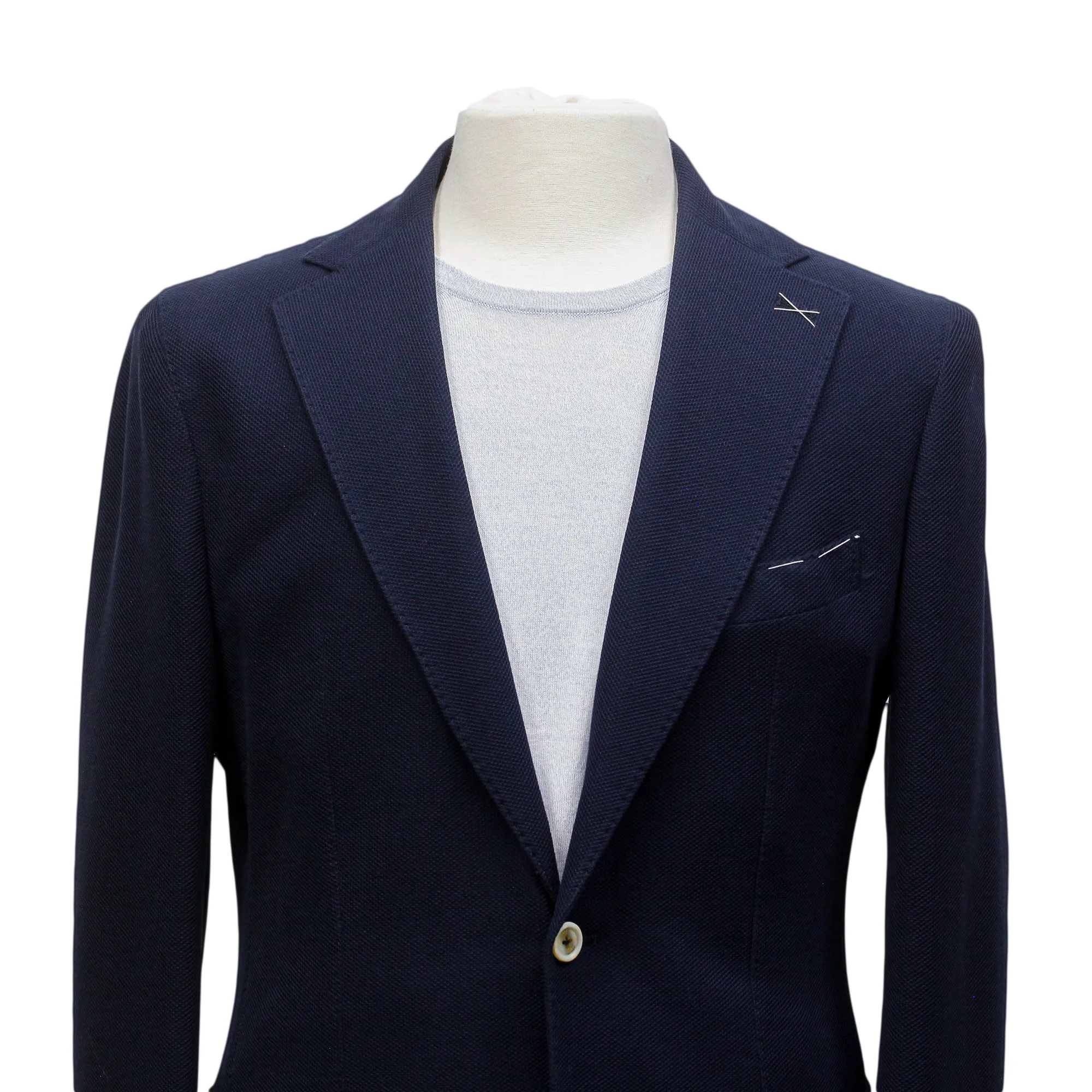 Navy Blue Loro Piana Cotton Slim Fit Soft Sport Jacket - ELEVENTY PLATINUM