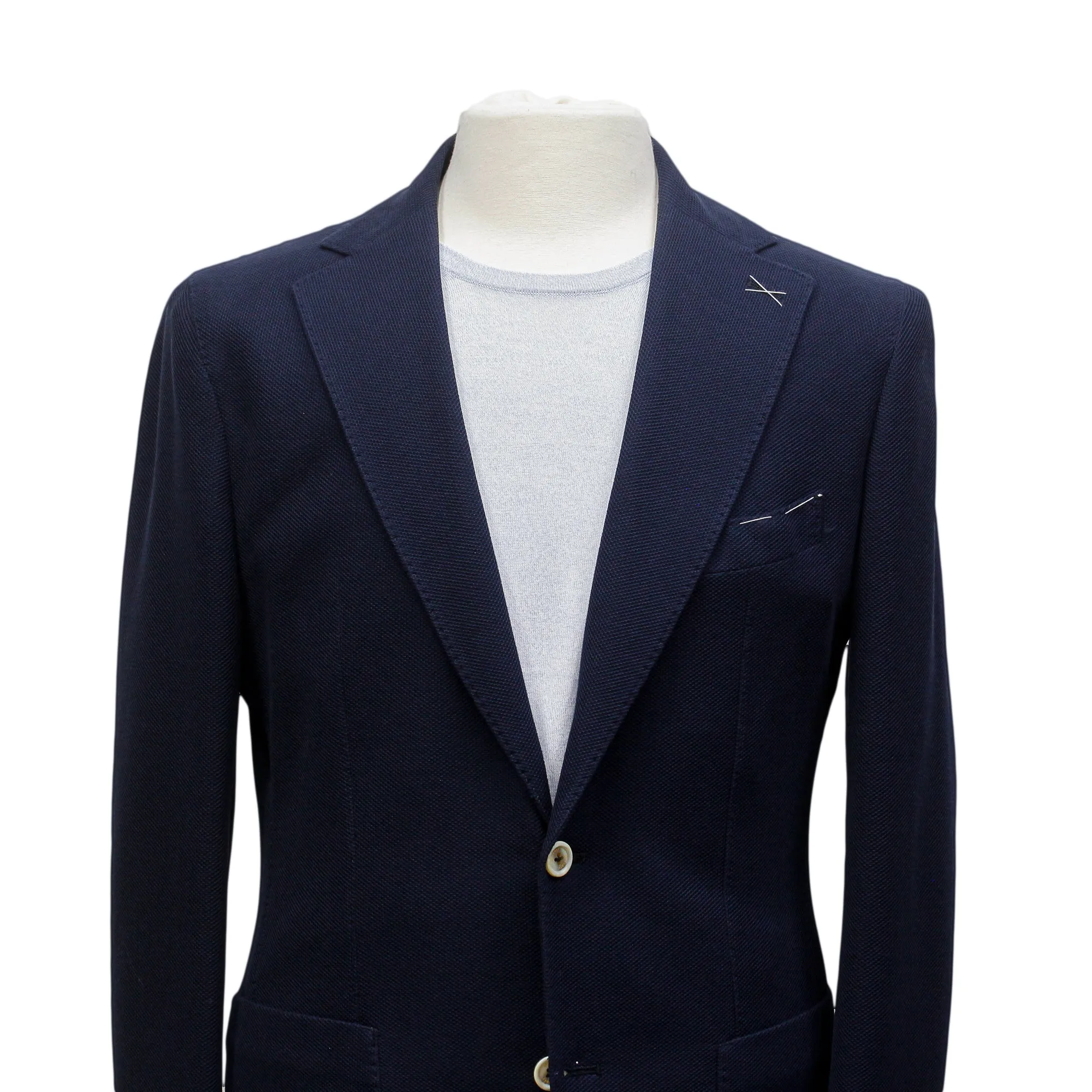 Navy Blue Loro Piana Cotton Slim Fit Soft Sport Jacket - ELEVENTY PLATINUM