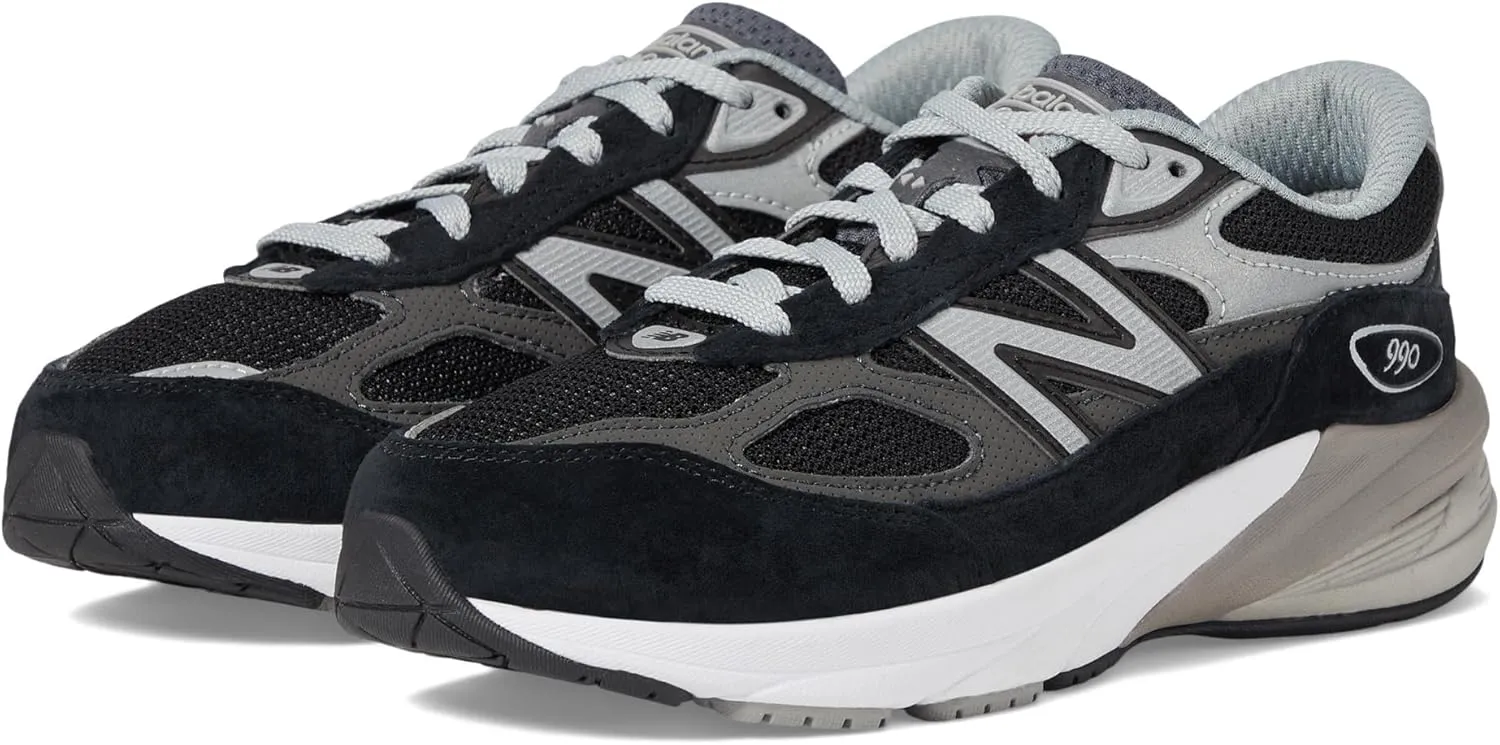 New Balance Baby Boys 990 V6 Lace-up Sneaker, Black/Silver, 2 Infant
