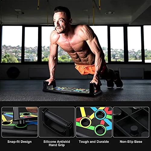 Nexqua Fitness Portable Push Up Board System, 14 in 1 Body Building Exercise Tools Workout Push Up Stand, Workout Board Training System for Men Women home gym(Black)