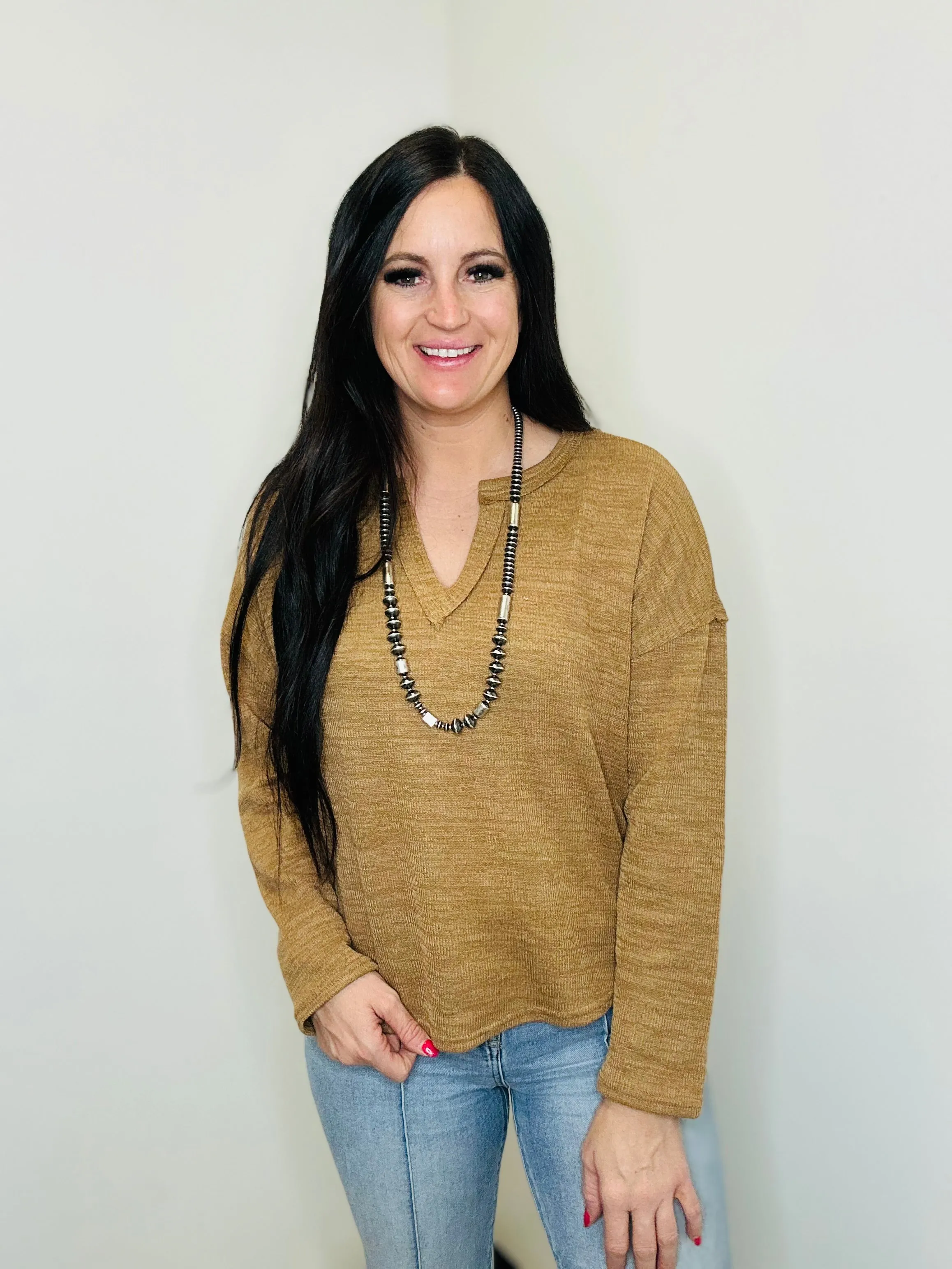 Nicole Notch Neck Almond Top