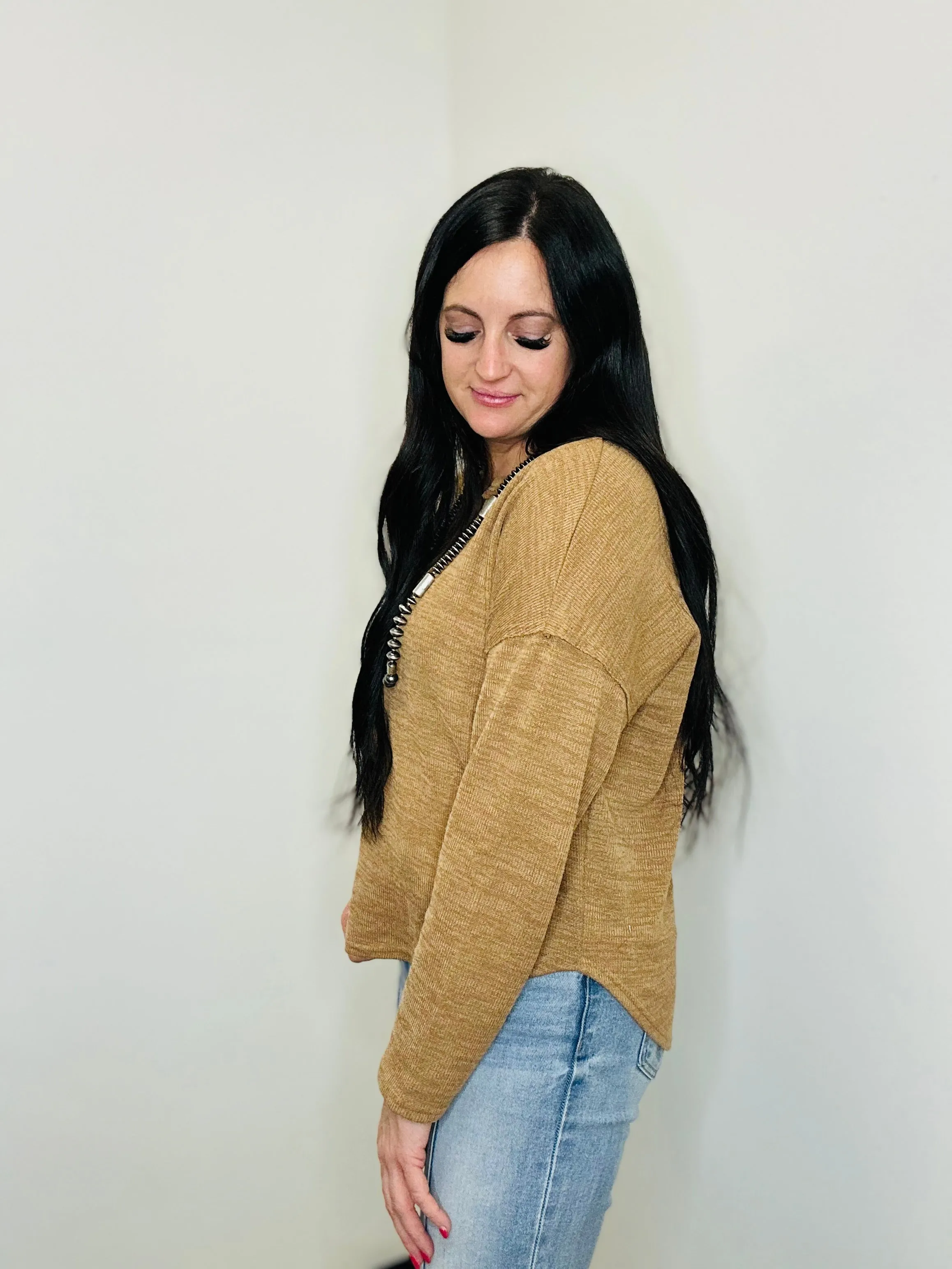 Nicole Notch Neck Almond Top