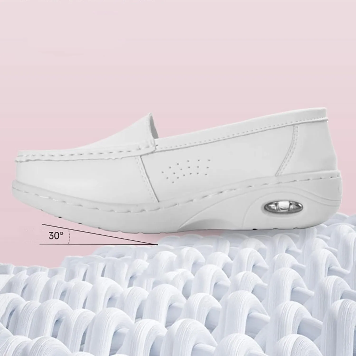 Nursing Shoes for Women with Arch Support,Professional Comfortable Women's Healthcare Orthopedic Nurse Shoes,Oil and Slip-Resistant Leather Loafers Waterproof Work Shoes