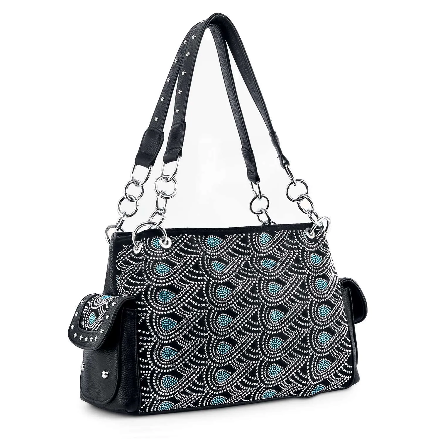 Patterned Rhinestone Shoulder Bag