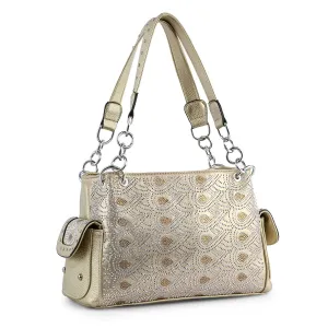 Patterned Rhinestone Shoulder Bag