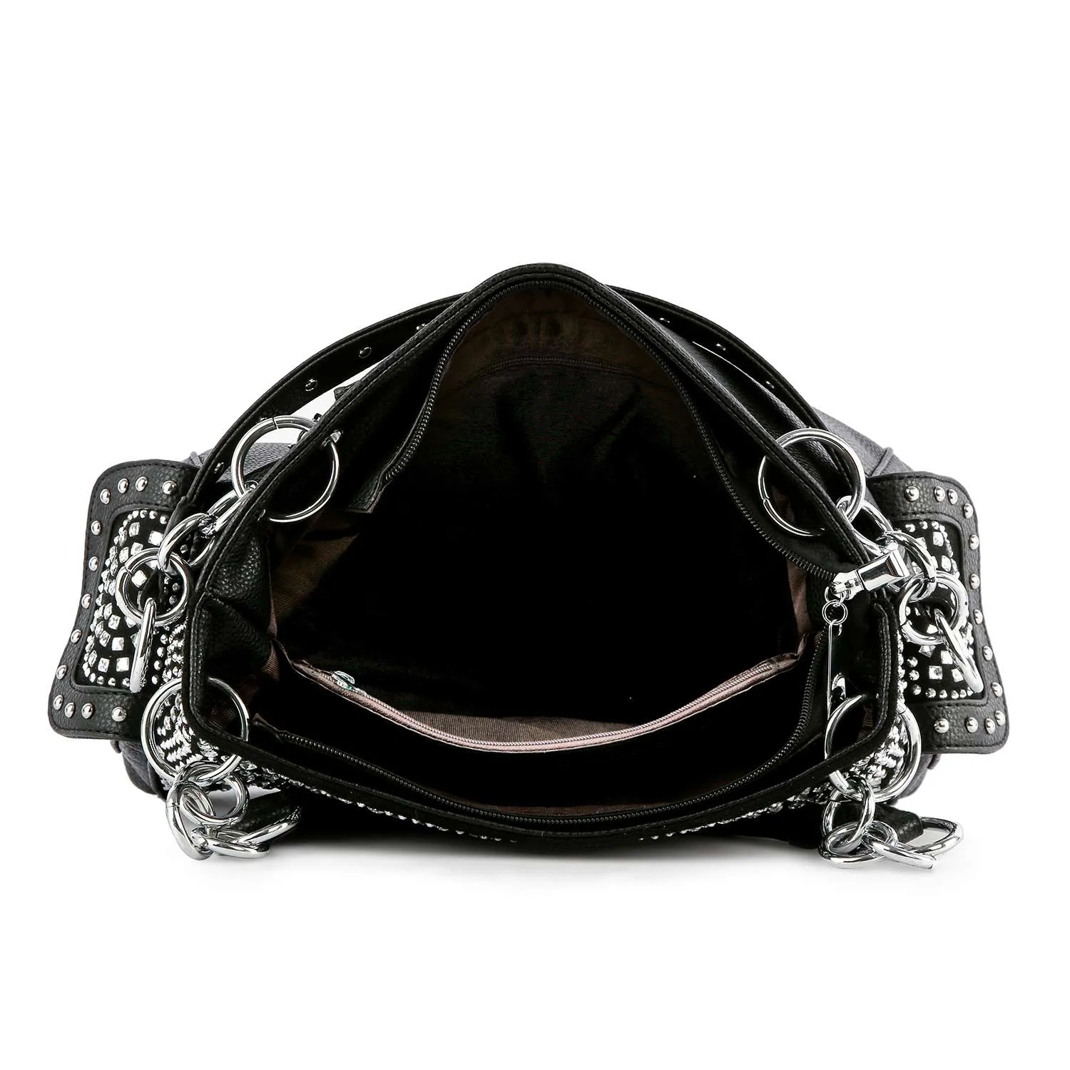 Patterned Rhinestone Shoulder Bag