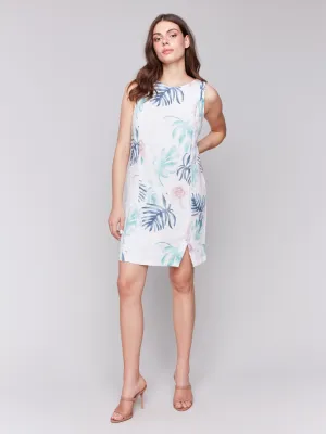 Printed Sleeveless Linen Blend Dress - Lush