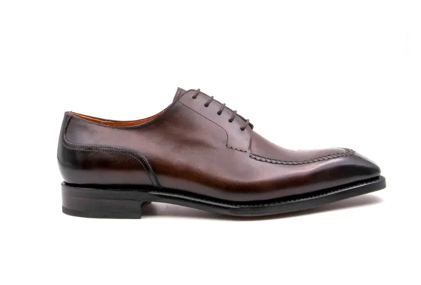 "Norman" Burnished Calfskin Lace-Up Split-Toe Oxford Brown