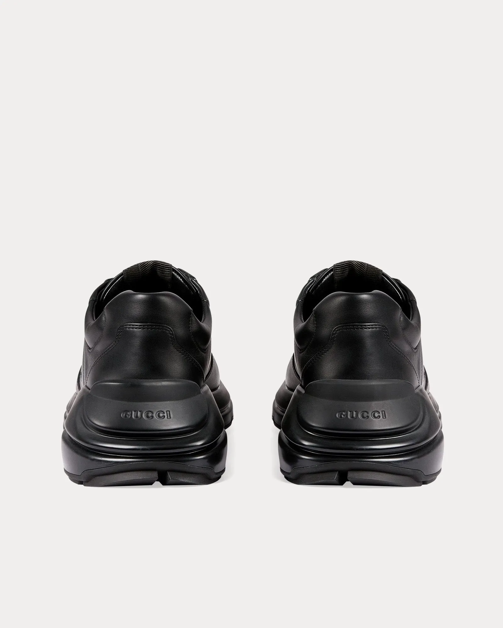 Rhyton Interlocking G Black Low Top Sneakers