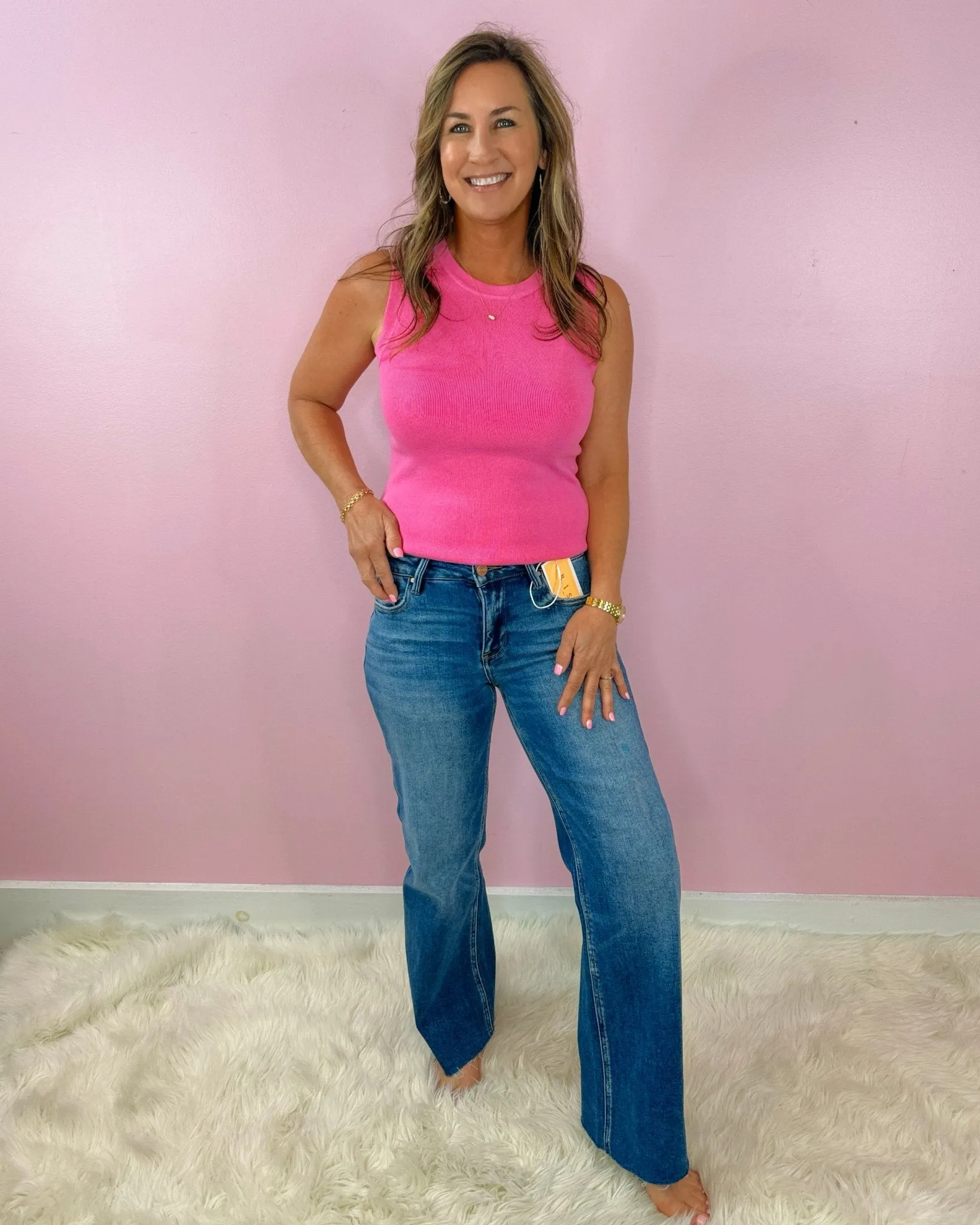 Risen Sleek & Snatched Crop Mid Rise Straight Jeans