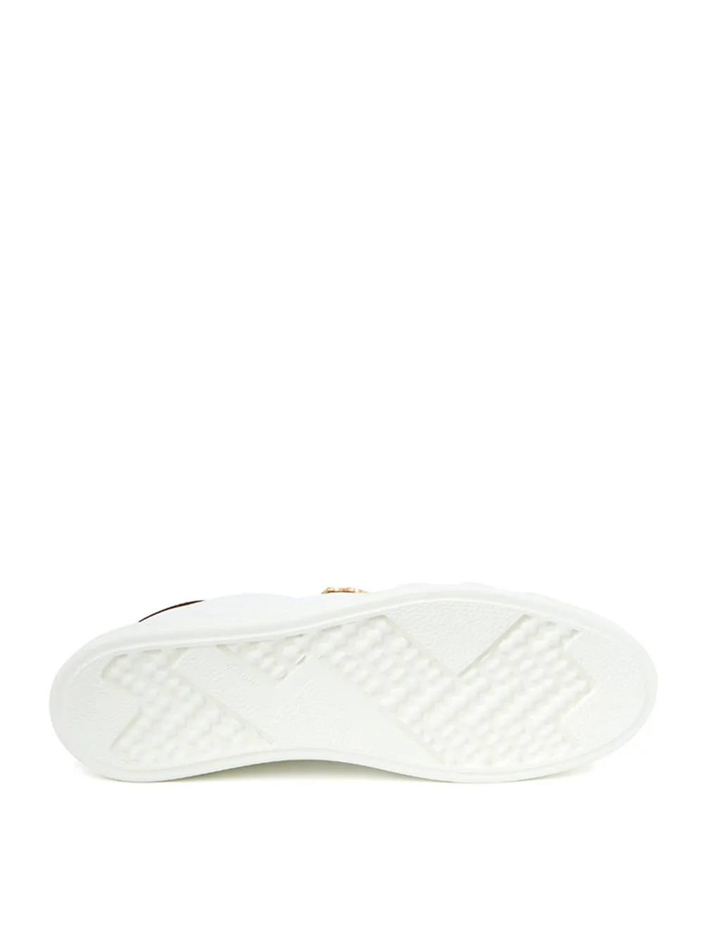 Roberto Cavalli Elegant White Leather Sneakers with Gold Accents