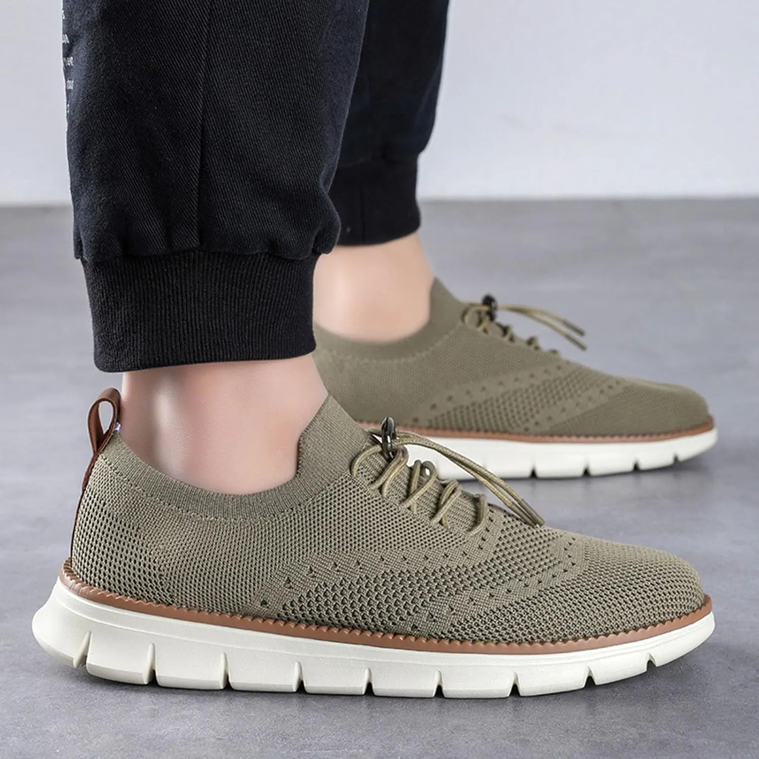 SECHRITE Breeze Shoes for Men 2024 New Breathable Lightweight Mesh Dress Sneakers Oxfords Lace-Up Lightweight Casual Walking Shoes