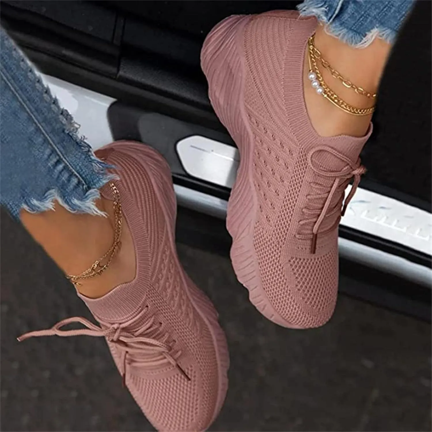 Shoes For Women Sneakers Slip On Breathable Mesh Walking Shoes Fashion Sneakers Comfort Non Slip Running Tennis Shoes