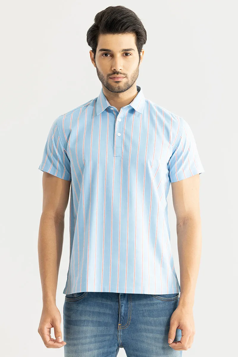 Sleek Stripe Blue Polo T-Shirt