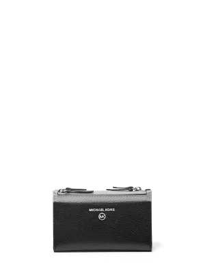 Small Two-Tone Pebbled Leather Double Zip Card Case