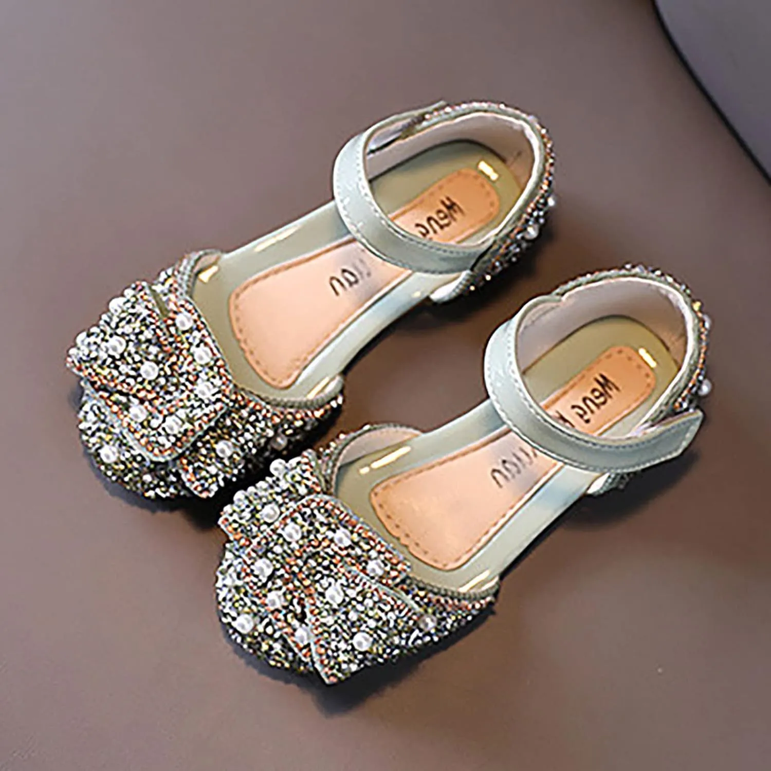 Spring and Summer Girls Dance Shoes Princess Dress Performance Shoes Flat Bottom Light Pearl Girls Booties Size