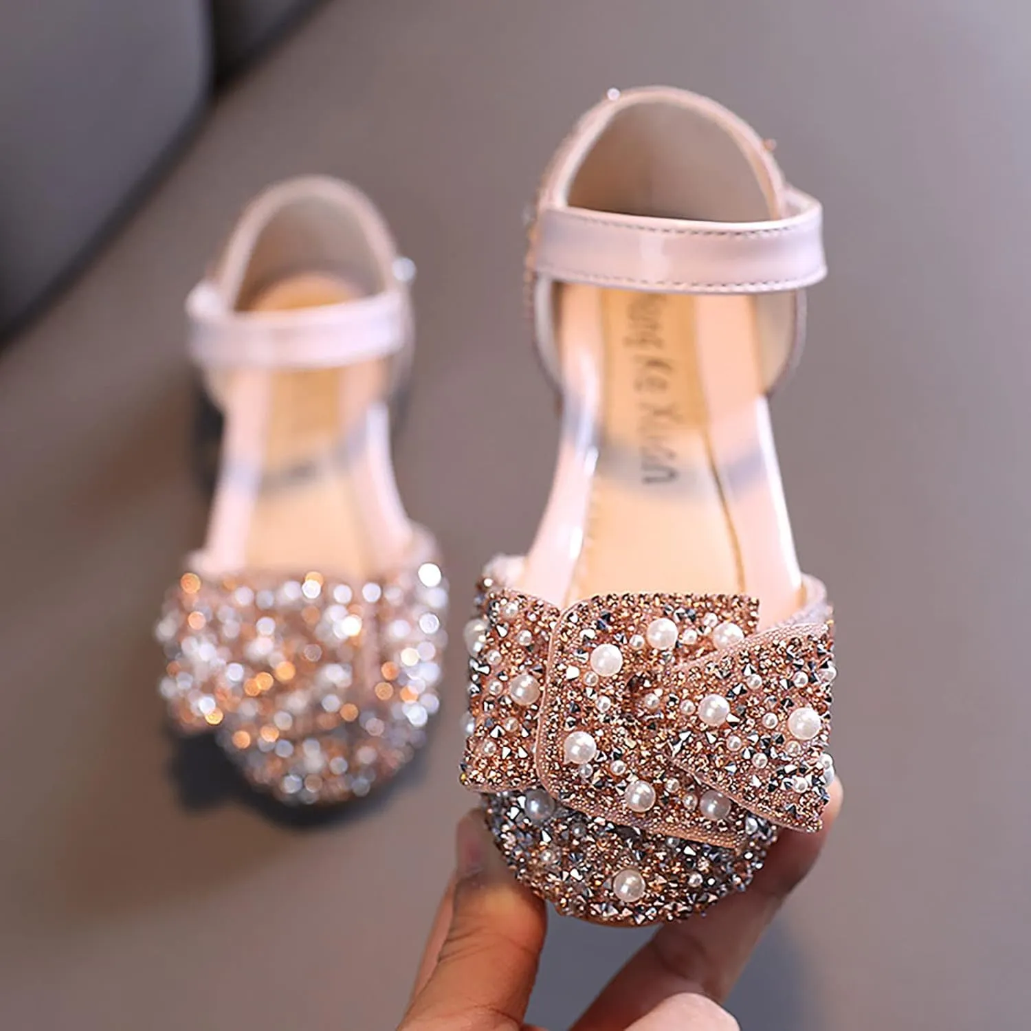 Spring and Summer Girls Dance Shoes Princess Dress Performance Shoes Flat Bottom Light Pearl Girls Booties Size